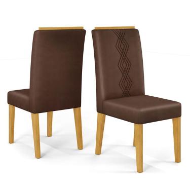 Imagem de Cadeira De Jantar Estofada Yasmin Conjunto Com 2 Cadeiras Cedro/veludo Moca - Dj Móveis