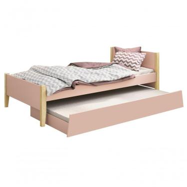 Imagem de Cama Babá Solteiro Com Auxiliar Simba Rosa Fosco Com Natural - Reller