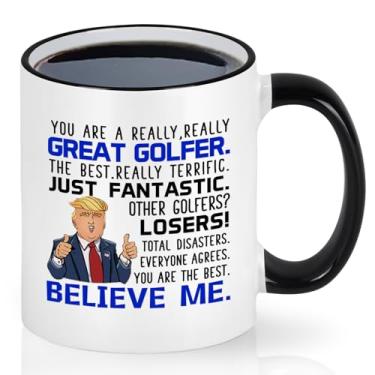 Imagem de YHRJWN Presentes de golfe para homens, pai, avô, dia dos pais, presentes de golfe da filha/filho/esposa, presente legal de aniversário e Natal para golfistas, ótima caneca de golfista, 325 ml