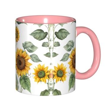 Imagem de Zeraoke Canecas de café criativas com estampa de girassol fresco, personalizadas, presente para família, tamanho de 325 ml, unissex