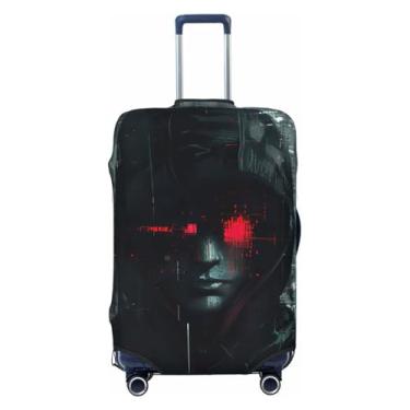 Imagem de SKKNT Capa de mala lavável com estampa hacker era, personalizável, elástica, antiarranhões, Preto, Small