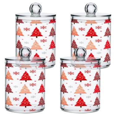 Imagem de STAYTOP 2 frascos de boticário Qtip para banheiro com etiquetas – Recipiente de armazenamento Qtip de plástico transparente para bolas de algodão, cotonete, grãos de café e árvores de Natal