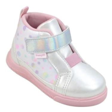 Imagem de Tênis Botinha Menina Infantil Pampili Feminino com Ajuste, Branco com Rosa, Estampa de Bolinhas Coloridas (Branco/Rosa, BR, Criança de 4 a 8 anos, Numérico, 27)