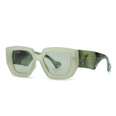 Imagem de Óculos de Sol UV400 - Hastes Largas e Coloridas com Lentes Degradê para Homens e Mulheres, Ideais para Esportes, Corrida, Ciclismo e Atividades ao Ar Livre, na cor verde.
