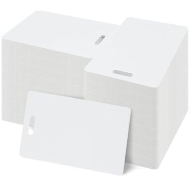 Imagem de Uzant Pacote de 1000 cartões brancos de PVC com furador vertical no lado curto, CR80 tamanho de cartão de crédito padrão de 30 mil, cartões em branco de plástico para crachás de identificação