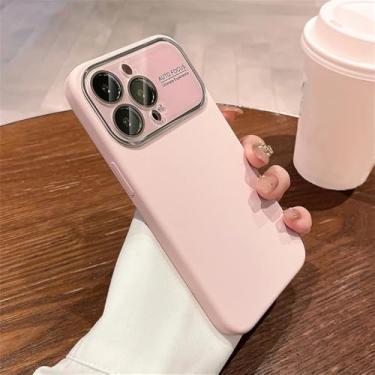 Imagem de Capa de silicone para iPhone 11 12 13 14 15 Pro Max à prova de choque, proteção traseira Candy Lens Cases Cover, rosa, para iPhone 15
