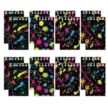 Imagem de 24 Pcs Mini Neon Notepads Glow Party Theme Small Notepads Glow Party Spiral Pocket Notebook Fun Coil Mini Notepad Neon Birthday Party Supplies 4 Styles