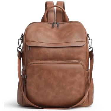 Imagem de Botimmy Bolsa de couro feminina grande, 3 em 1, bolsa de ombro conversível, trabalho, viagem, Marrom de dois tons, Large