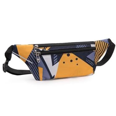 Imagem de Bolsa tiracolo de lona feminina estampada pochete moderna bolsa de ombro cintura bolsa de viagem para telefone ao ar livre (amarelo)