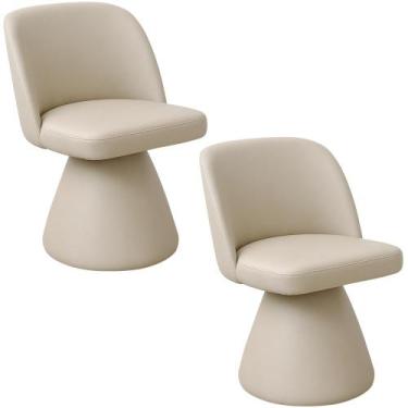Imagem de Kit 02 Cadeiras de Jantar Base Giratória Liz Corano Off White - Nexta 