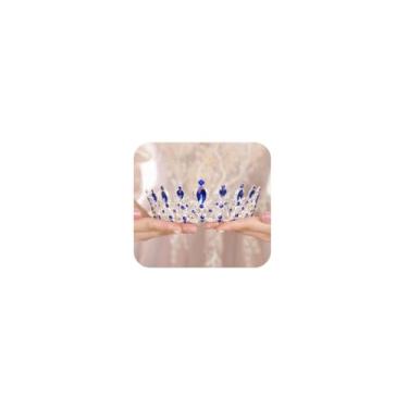 Imagem de JWICOS Tiara e coroa para mulheres e meninas, tiara de cristal, coroa de rainha, acessórios de cabelo para aniversário, noiva, dama de honra, casamento, formatura, Halloween, fantasia de Natal (azul)