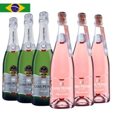 Imagem de Combo 4 Espumantes Casa Perini, 2 Moscatel e 2 Moscatel Rosé, 750ml cada, 7,05% álcool, com Marcadores de Taça