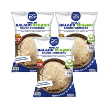 Imagem de Kit com 3 Pacotes de Queijo Ralado Vegano sabor Parmesão de 100g cada - Natural Pop