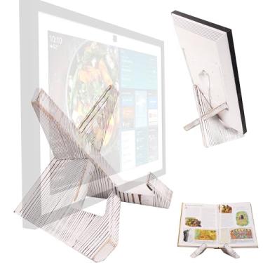 Imagem de HOOKMEMO Suporte de mesa de madeira maciça para Calenda, ech0 Show 15, ech0 Show 21, iPad, livro de receitas, suporta os modos horizontal e vertical. (branco)