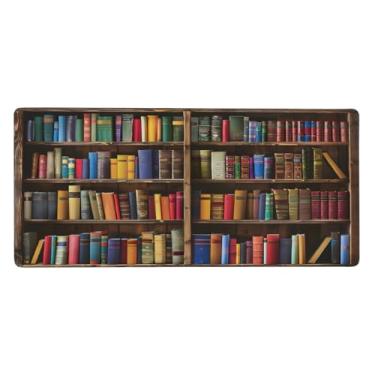 Imagem de Estante de livros educativos grande retrô mouse pad à prova d'água protetor de mesa estendido para computador tapete de borracha antiderrapante para escritório, computador, teclado, laptop e mesa de