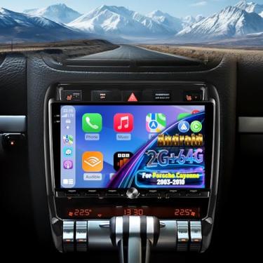 Imagem de [2G + 64G] Rádio automotivo Volxcereo para Porsche Cayenne 955 957 2003-2010, tela estéreo Android sensível ao toque de 9 polegadas com Carplay/Android Auto, GPS, WiFi, Bluetooth, SWC, FM/RDS, tela