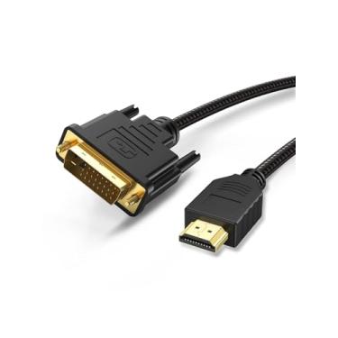 Imagem de Cabo HDMI para DVI de 1,5 m, trança de nylon bidirecional, suporta 1080p, 24+1 HDMI macho para DVI macho para monitor, HDTV, projetor