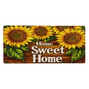 Imagem de Tapete de rato grande com flor de madeira de girassol à prova d'água para computador tapete protetor de mesa com base de borracha antiderrapante para escritório, computador, teclado, laptop e mesa de