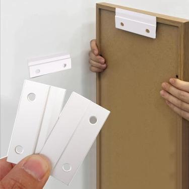 Imagem de 2 pares de suportes de cabide de alumínio Z - Kit de ferragens de suporte de montagem de parede interligado para pendurar espelhos, quadros, prateleiras, quadros brancos (5,1 x 2,5 cm)