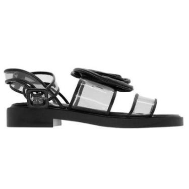 Imagem de Sandália Salto Baixo Bico Quadrado Feminina Arezzo A13008 Preto-Feminino