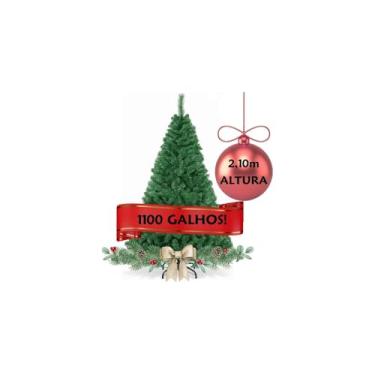 Imagem de Árvore de Natal Pinheiro 2,10m com 1150 Galhos, Verde, PVC e Ferro, Pés de Metal, 60cm Largura