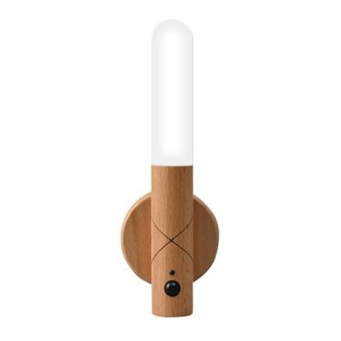 Imagem de Luz Noturna com Sensor de Movimento para Ambiente Interno Estrelas Recarregável Madeira Amarela Quente Regulável Luzes Parede Ímã Autoadesivo Quarto Escada Corredor Cozinha