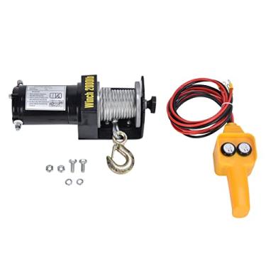 Imagem de aqxreight 12V 2000LBS Guincho Elétrico de Aço Fio Guincho de Corda Kit de Controlador de Com Geração de Gancho de Liga e para RO ElétricoSteel Fio de Corda2000lbs 12V Elétrico