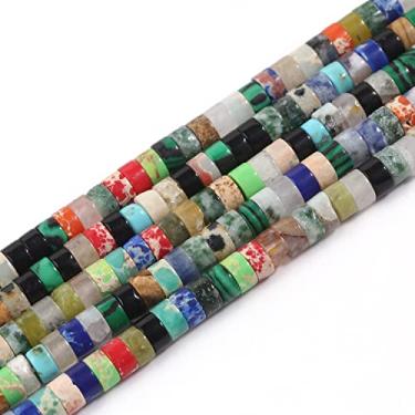 Imagem de NITOPUPU 150 peças de contas de pedra espaçadora de cores mistas naturais de 4 × 2 mm para suprimentos de fabricação de joias, contas de tubo de pedras preciosas redondas semiplanas soltas para