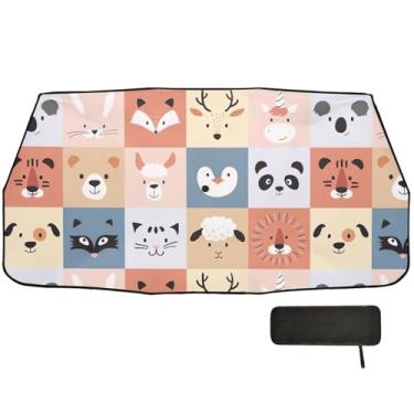 Imagem de Toldo de sol fofo de animal de desenho animado para caminhão para-brisa bloqueio UV guarda-chuva de carro 147 x 75 cm proteção solar para carro