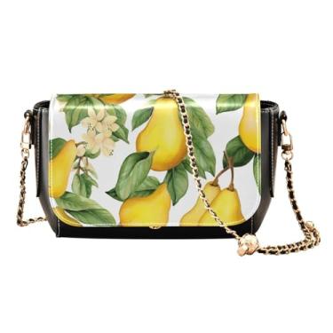 Imagem de Peônias em um verde bolsas transversais de couro femininas, bolsas transversais de couro para mulheres, bolsas de ombro com compartimentos, Aquarela Floral Fruits-3, One Size