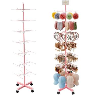 Imagem de Ripeng 1 suporte de exibição de varejo giratório giratório suporte de joias ajustável com rodas para chaveiros, brincos, programas de artesanato, eventos de fornecedores e acessórios de lojas (7