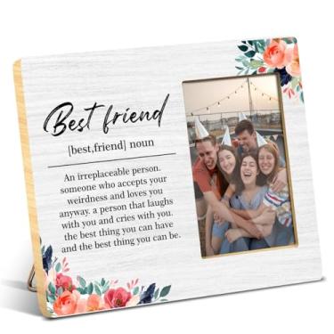 Imagem de JioJio Chan Porta-retrato de presente para melhor amiga – Foto de 10 x 15 cm – Ideias de presente para amigos, para aniversário, formatura, Natal, porta-retrato para mulheres BFF Soul Sister Bestie