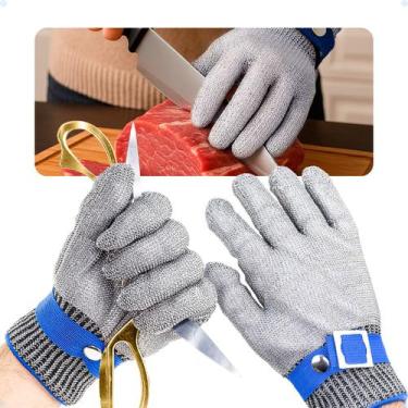 Imagem de Kit 2 Luva De Açougueiro Fio De Aço Inox Proteção Anti Corte - Hxt