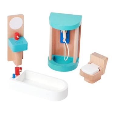 Imagem de JunZheHub Conjunto de Móveis para Casa de Bonecas, Brinquedo de Faz de Conta, Acessórios para Casa de Bonecas, Mini Paisagem, Decoração em Miniatura, Presente D, Banheiro