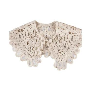 Imagem de Xale o-pescoço boneca gola falsa camisa feminina oco crochê renda gola