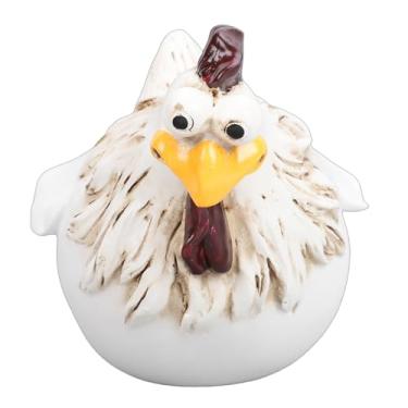 Imagem de Phefop Estátua de Frango Engraçada de Fazenda, Escultura de Frango de Jardim de Resina Estátua de Aves Pintada à Mão Com Olhos Grandes e Cabeça Inclinada para Decoração de Quintal de
