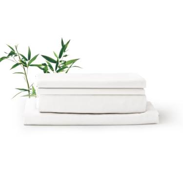 Imagem de Luxe Linen Jogo de lençol de bambu tamanho Queen em branco, 300 fios