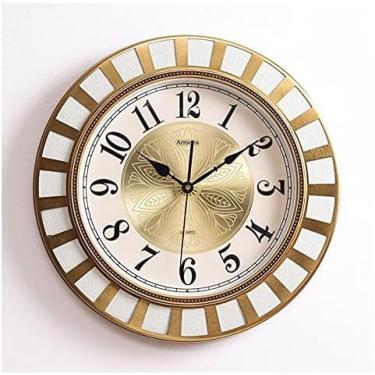 Imagem de Relógios De Parede Cerâmica Relógio Mudo Moda Cobre Chapeamento Pendurado Mesa Para Sala Estar Corredor Escritório Decoração Fazenda Relógio,Branco,Hilarious123