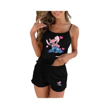 Imagem de Conjunto De Pijama Disney Stitch Angel, Camisola E Shorts, Estilo Anim