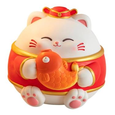 Imagem de Baoblaze Estátua de Gato da Sorte, Ornamento de Mesa, Cofrinho, Coleção de Cofrinhos, Escultura de Animal Fofo para Estante, Escrivaninha, Armário de Entrada, Koi Grande