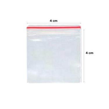 Imagem de Saco Plástico Transparente 4x4cm Fecho Zip Com 100 Unidades - DVT - TA