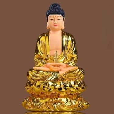 Imagem de FENNYYAR Estátua de Buda Escultura Doméstica, 30 cm 30 cm, Decoração de Mesa de Resina