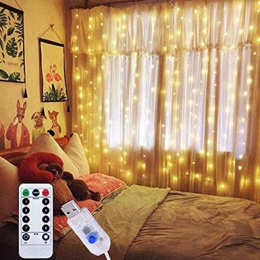 Imagem de Luz de Corda Cortina Janela Twinkle Star 300 LED com Controle Remoto para Decorações Parede Indoor Quarto Jardim Casa Festa Casamento