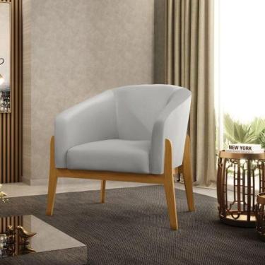 Imagem de Poltrona Sala Decorativa Stella Base De Madeira Sintético Cinza D03 - 