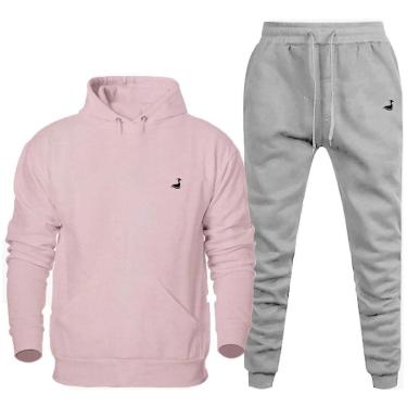 Imagem de Conjunto de Moletom Blusa e Calça Masculino Flanelado 50% Poliester 50% Algodao Inverno Macio-Masculino