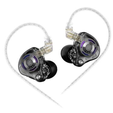 Imagem de HIFIXAUDIO Monitores intra-auriculares KZ Gale, fone de ouvido IEM superlinear para jogos, fones de ouvido com fio Hi-Fi com cabo embutido destacável banhado a prata (sem microfone de 3,5 mm, preto)