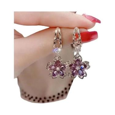 Imagem de Brincos De Franjas Com Cristais De Zircônia Em Forma De Folha De Bordo