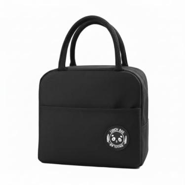 Imagem de Bolsa Térmica Feminina Preta com Isolamento Térmico, Impermeável, Compacta e Portátil, 22x19x11cm, para Trabalho, Escola, Academia, Marmita e Lanche