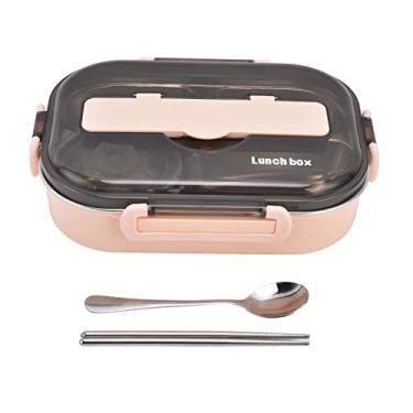 Imagem de Phefop Lancheira Infantil Portátil de Aço Inoxidável 304, Caixa de Quatro Compartimentos de 1,3l Com Tigela de Sopa, Perfeita para Escola e Viagens (Rosa【Pauzinhos e colher grátis】)
