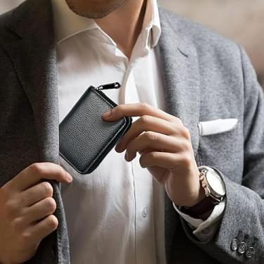 Imagem de Um porta-cartões elegante para homens, com um compartimento para moedas com zíper - perfeito para organizar, Preto, Clássico